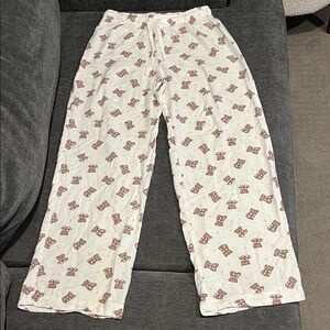 NWOT Pink And White Teddy bear Lounge pants